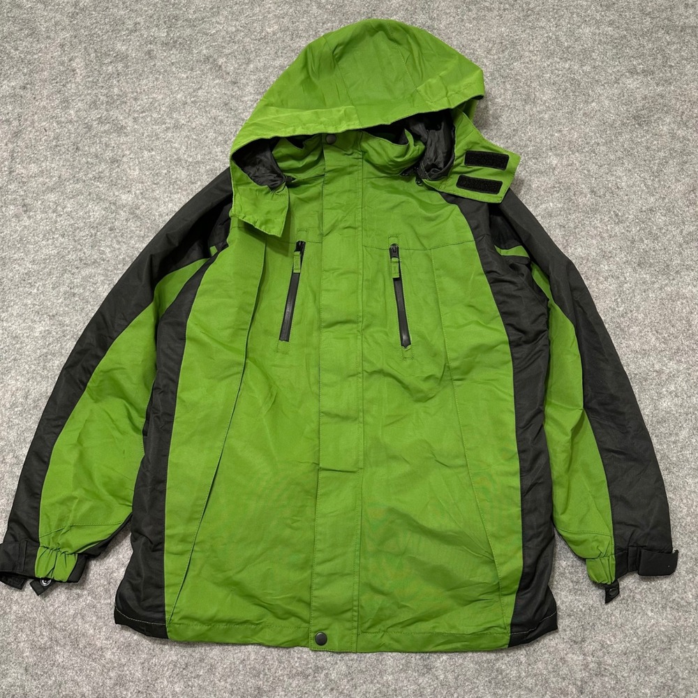 Iceburg Ski Jacket Kids XL 20 Green Black Winter Coat Hooded Insulated 2665